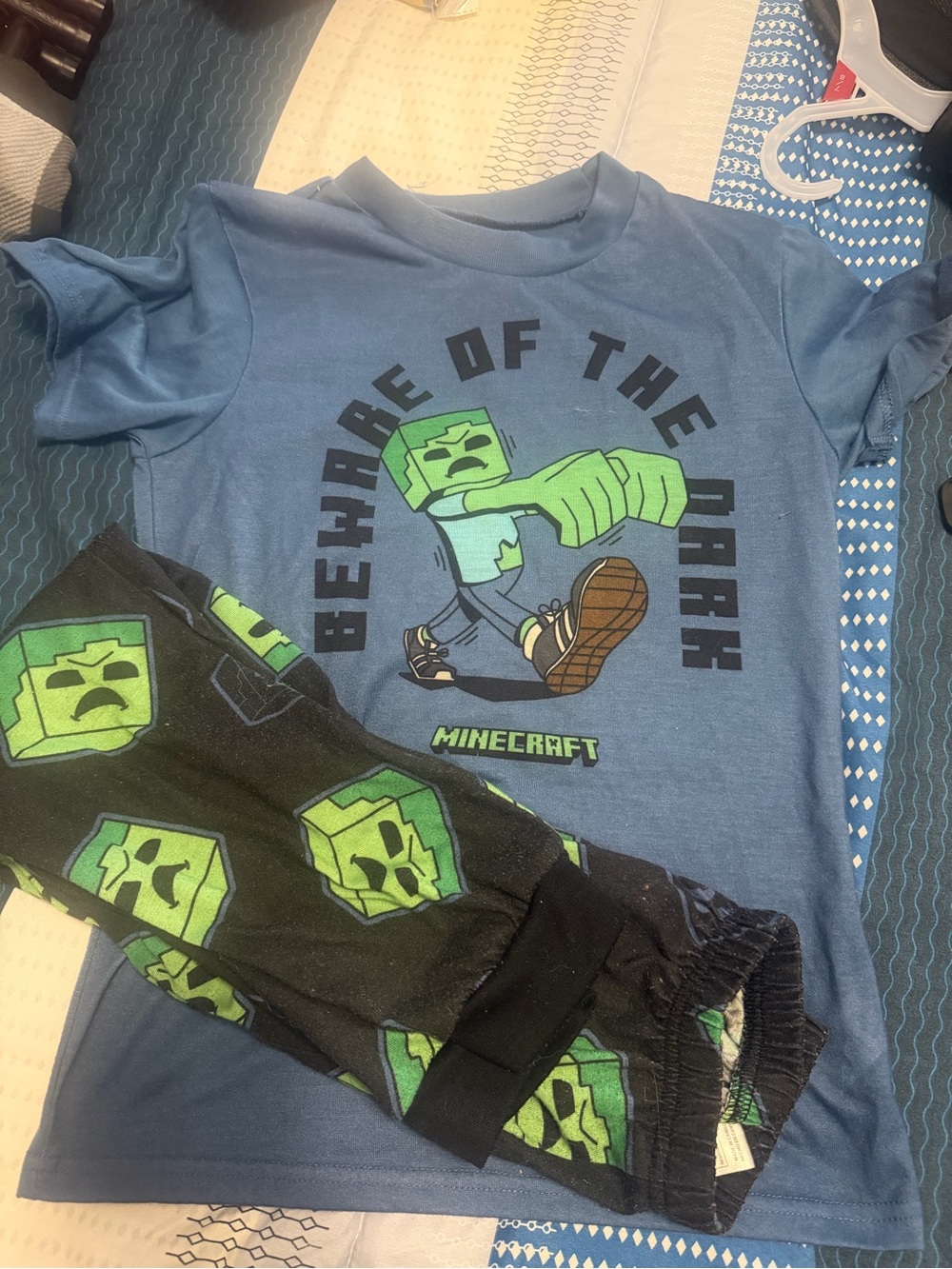 Minecraft Boys Blue 'Beware of the Dark' Pajama Set